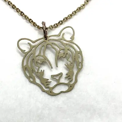 Buy Freedom Wild Cat Tiger Gold Tone Pendant Necklace Costume Jewellery • 11£