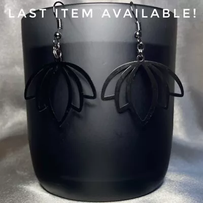 Buy Handmade Black Lotus Earrings Gothic Gift Jewellery • 4.50£