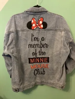 Buy Disney Store Minnie Mouse Club Embroidered Denim Jean Jacket Size XL • 29.99£
