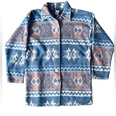 Buy Vintage Vanity Women's Small Fair Aztec Fleece Button Shacket Jacket Western • 16.14£
