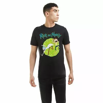 Buy Official Rick And Morty Mens Portal T-shirt Black S-2XL • 10.49£