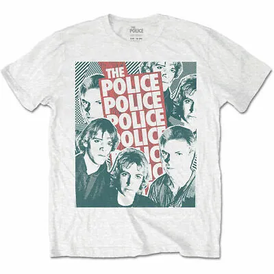Buy Official The Police Halftone Faces Mens White T Shirt The Police Classic Tee • 16.95£
