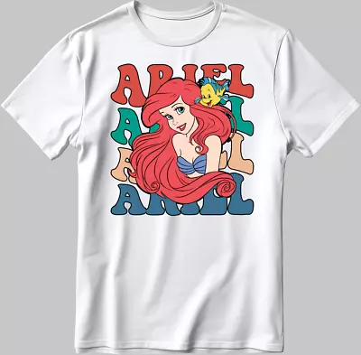 Buy Ariel Princess Disney Short Sleeve White-Black Men's / Women's T Shirt C528 • 10£