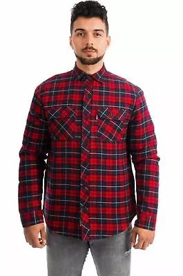 Buy Mens Flannel Quilted Lined Fleece Padded Work Shirt Yarn Dyed Lumberjack Jacket • 15.99£