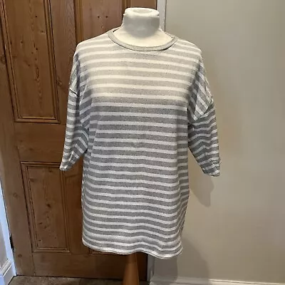 Buy COS Womens Grey & White Striped Short-Sleeve T-Shirt Top Oversize Small • 3.99£