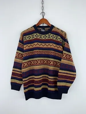 Buy Vintage AMAUTA Men’s Multicolor 100% Alpaca Knitting Abstract Sweater Pullover S • 43.37£