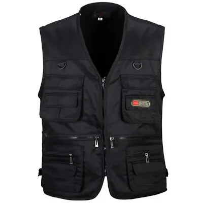 Buy Mens Multi Pocket Vest Hiking Hunting Fishing Waistcoat Body Warmer Gilet Jacket • 8.88£