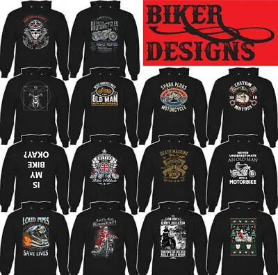 Buy BIKER HOODIE Motorbike Motorcycle Cafe Racer Chopper Bike Mens Funny Skull Top • 24.99£