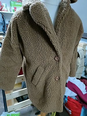 Buy Made In Italy Size XS 8-10  Fluffy Teddy Fleece Sheep Lined Jacket Coat • 4£