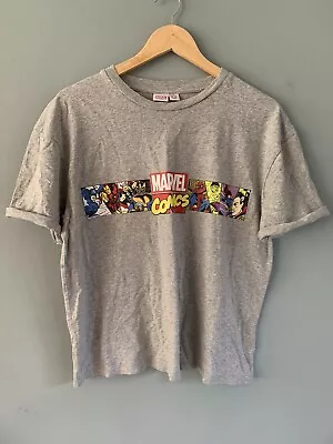 Buy Marvel Comics Graphic T-shirt Grey Marl 100% Cotton 45” M L Short Sleeve • 4.99£