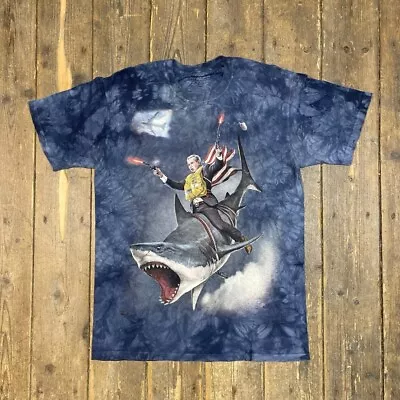 Buy George Bush Great White Shark -Shirt Mens Humour Graphic Tee Navy Medium • 30£