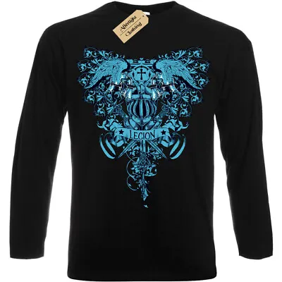 Buy Legion T-Shirt Crest Herald Gothic Goth Mens Long Sleeve • 14.49£
