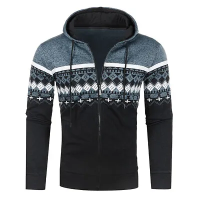 Buy Mens Warm Fleece Lined Hooded Hoodie Winter Zip Up Coat Jacket Sweatshirt • 13.99£