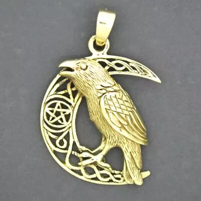 Buy Raven Crescent Moon Bronze Pendant Lisa Parker Pagan Norse Viking Odin Celtic • 7.99£