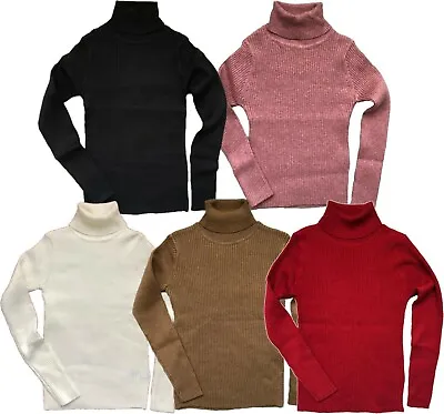 Buy Girls NEXT Knitted Ribbed Polo Neck Roll Neck Jumper Top Cosy Winter 3-16y (B28) • 4.55£