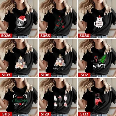 Buy T-Shirts Merry Catmas Meowy Christmas Cat Cats Lover Xmas Gift • 9.99£