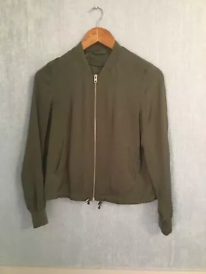 Buy Ladies Khaki Green Lightweight Zipped Bomber Jacket Size 10 Good Condition  • 8.50£