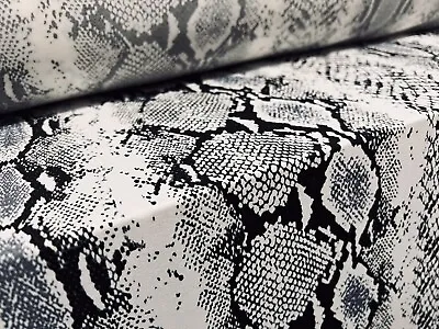 Buy Soft Touch Stretch Spandex Jersey Fabric, Per Metre - Snakeskin Print - Grey • 7.99£