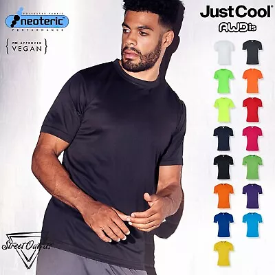 Buy Quick Dry Mens T-Shirt Short Sleeve Crew Neck Sports Gym Polyester Top Tee AWDis • 7.35£