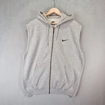 Buy Nike Hoodie Sweatshirt Mens Large Grey Vintage 90s Sleeveless Zip Up Jacket • 39.99£
