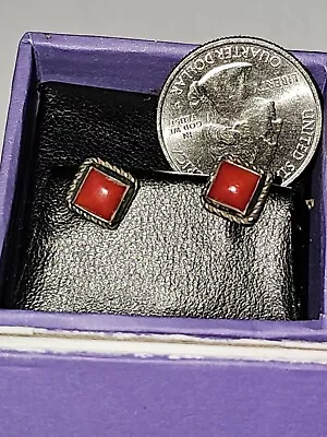Buy Sterling Silver Native American Red Coral Stud Earrings Navajo New • 24.12£