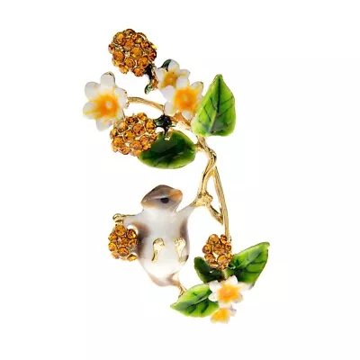 Buy Field Mouse Flowers Animal Cute Enamel Brooch Nature Jewellery Fashion Gift • 9.89£