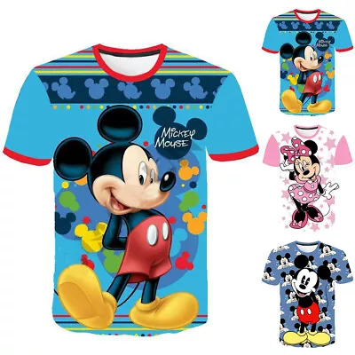 Buy Mickey Minnie Mouse T-Shirt Kids Boys Girls Short Sleeve Shirts Summer Tops Tee • 9.07£