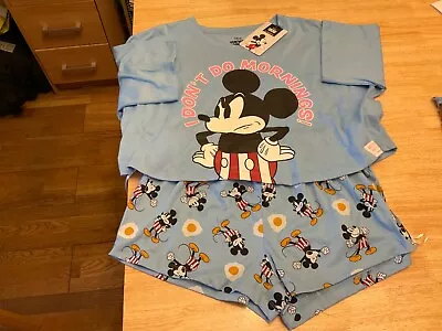 Buy Mickey Mouse T-Shirt & Shorts Primark Pyjama PJ Size 10-12 Ladies Teen NEW Disny • 10£