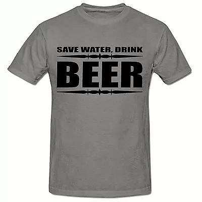 Buy Save Water, Drink Beer Men's Funny T Shirt, Sm-3xl, Slogan T-shirt. • 9.99£