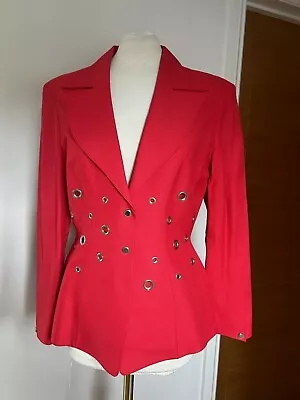 Buy Authentic Thierry Muglar Paris Vintage Red Stud Detail Fitted Jacket Uk 10 Eu 40 • 249£
