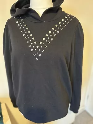 Buy Gothic Hoodie Ladies Size Large Black With Silver Studs Vgc  • 3.50£