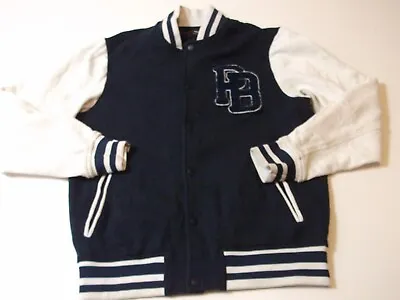 Buy Pull And Bear Cotton Blue & White Casual Varsity Jacket - Mens Size Small • 7.50£