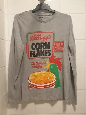 Buy Kellogg's Corn Flakes Vintage Grey Long Sleeve T-Shirt Men Size Small Primark • 15.99£