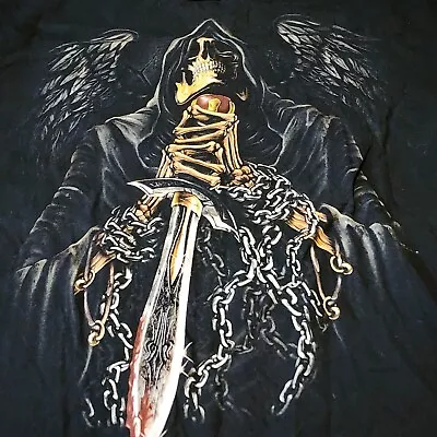 Buy VINTAGE Oz Rock Tee LARGE Death ANGEL Sword Skeleton Australia Art RARE • 40.85£
