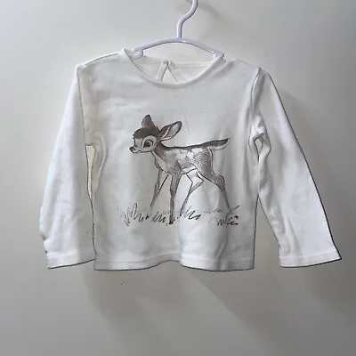 Buy 558# Disney Baby At George Girl’s White “Bambi”  T-Shirt Size 12-18 Months • 0.99£