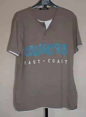 Buy Topman Mens Faux Double Neck Charleston East Coast Henley Short Sleeve Tshirt XL • 4.99£