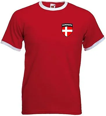 Buy Denmark Dane Danish Soccer Football Shield Crest T-Shirt  Jersey - All Sizes • 12.96£