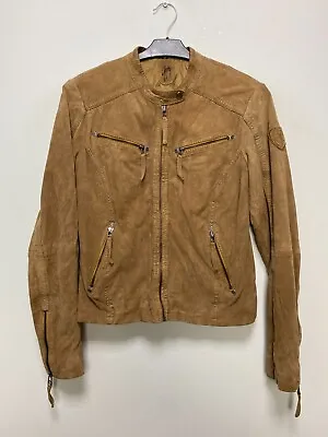 Buy GIPSY Women's Brown Suede Leather Zip Biker Jacket Size M • 34.99£
