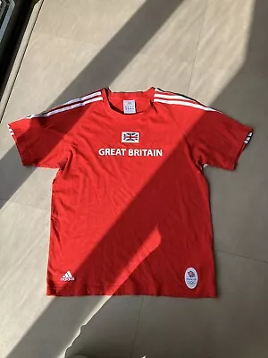 Buy Men’s Red Adidas Original T Shirt Medium Team GB Great Britain Olympic White Dts • 4.99£