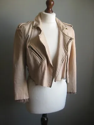 Buy MUUBAA LEATHER JACKET 10 Distressed Aviator Bomber Soft Cropped DISTRESSED  • 129.99£