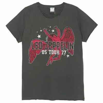Buy Amplified LED Zeppelin US Tour 77 Women Official Merch T-Shirt Dark Grey New • 23.80£