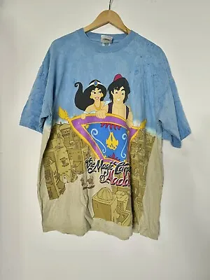 Buy Rare Vintage Disney Aladdin All Over Print AOP T-Shirt XL • 500£
