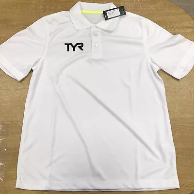 Buy TYR Tech Polo ST White Polo T-shirt Size Medium • 4.99£
