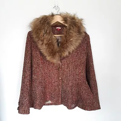 Buy Joe Browns Tweed Blazer Jacket Collared Ladies Size 12 P2P 20  Removable Fur  • 32.99£