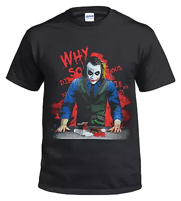 Buy WHY SO SERIOUS? ART Men's T-Shirt Batman Heath Ledger Funny Joker Dark Knight GM • 12.99£