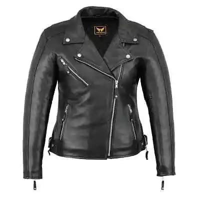 Buy New Women's Black Biker Style Moto Genuine Soft Cowhide Leather Jacket XS-3XL • 108.93£