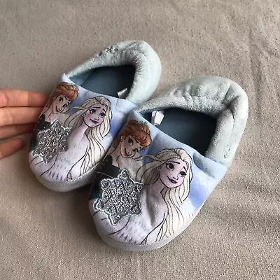 Buy Disney Frozen Anna Elsa Infant Kids Slippers Shoes Fleece Soft Size 8 Uk New! • 1.99£