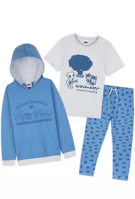 Buy Animal Crossing Boys Pyjamas 3 Piece Sets Hoodie T-shirt & Trousers 13-14 Years • 8.99£
