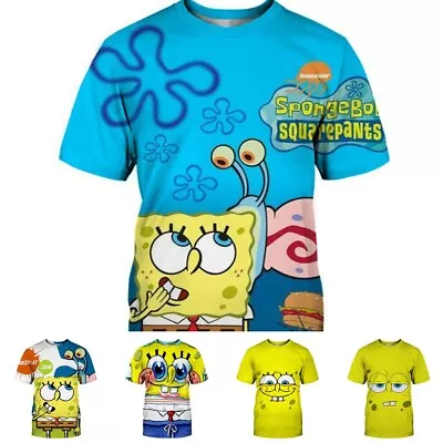 Buy 3D Unisex Women Men Short T-shirt Tops Casual T Shirt SpongeBob SquarePants Gift • 15.19£