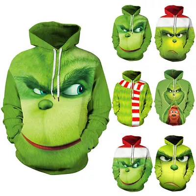 Buy Christmas Novelty Grinch's Hoodies Sweatshirt Women Men Long Sleeve Jumper Tops • 25.64£